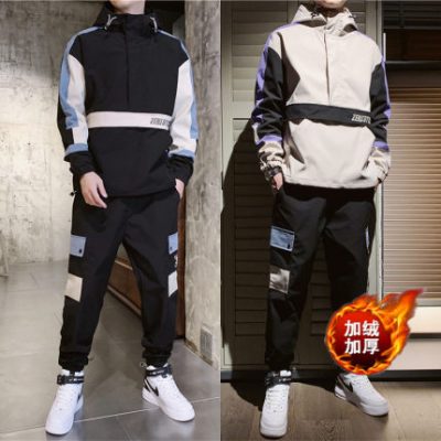 2019 nam mới cộng với áo len nhung thể thao phù hợp với xu hướng Hàn Quốc đẹp trai bộ dụng cụ giản dị