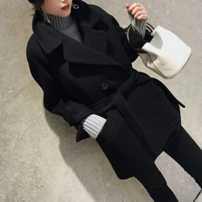 Áo khoác cashmere nữ mùa thu / đông 2019 mới mỏng và ngắn phần dày ấm áo choàng lông cừu