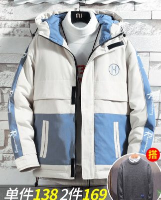 Áo khoác cotton nam mùa đông 2019 phiên bản mới của Hàn Quốc theo xu hướng áo khoác xuồng in họa tiết dụng cụ cotton mùa đông