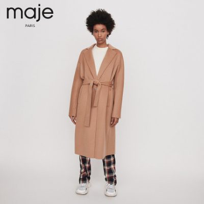 maje2019 Áo khoác dạ mùa thu mới của phụ nữ Áo choàng ren lên áo len pha trộn áo khoác MFPOU00161