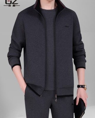 Bộ đồ thể thao nam trung niên và cao tuổi 2019 mùa đông mới trung niên cộng với bộ đồ ba lỗ dày bằng vải bố giản dị