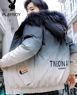 Áo khoác cotton Playboy nam ngắn phần 2019 mùa đông mới thủy triều thương hiệu áo khoác cotton nam áo khoác mùa đông
