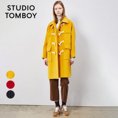 [Tmall-limited] STUDIO TOMBOY Lông cừu sừng khóa giữa áo khoác len dài giữa phụ nữ