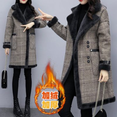 Cộng với size áo len mùa đông nữ sang trọng nữ chất béo dài vừa phải cộng với áo len dày nhung 200 kg