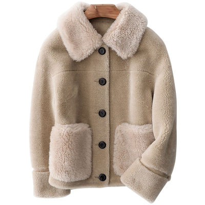 New Winter Women Granular lông cừu Một mảnh Top ngắn bằng da cừu tổng hợp Shearling Faux Fur Coat