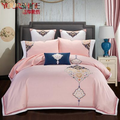 Thưởng thức bộ bông bốn mảnh đầy đủ của Trung Quốc hiện đại thêu 60 chiếc chăn bông dài bao gồm bộ đồ giường Mỹ