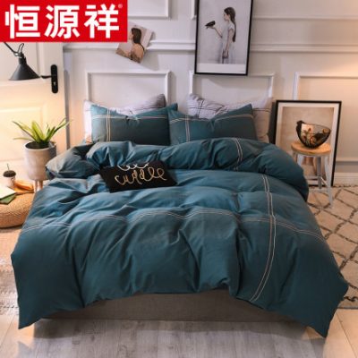 Hengyuanxiang Gió Bắc chải bông Bốn mảnh Bông Tấm Chăn Bìa dày Bộ đồ giường Bộ đồ giường