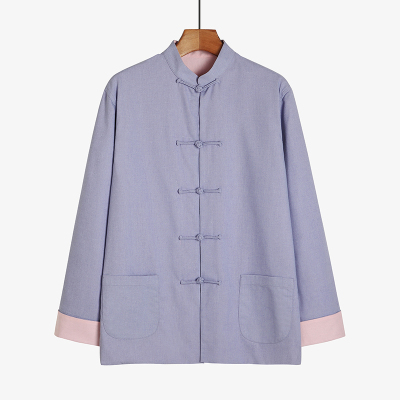 Trung Quốc đứng cổ áo nam hai mặt mặc áo mùa xuân và mùa thu Tang phù hợp với nam giới trẻ trung phong cách retro giản dị nút áo sơ mi