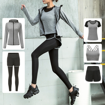 Bộ đồ yoga phù hợp với nữ lưới màu đỏ mùa thu và mùa đông mới bắt đầu kích thước lớn quần áo nhanh khô buổi sáng chạy thể dục thể thao quần áo chạy