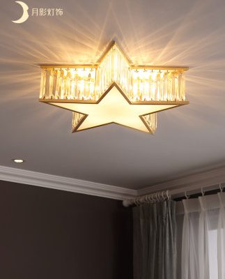 Bóng trăng đầy đủ đồng led trần đèn phòng ngủ ấm áp lãng mạn ánh sáng sang trọng pha lê đèn sáng tạo phòng trẻ em sao chiếu sáng