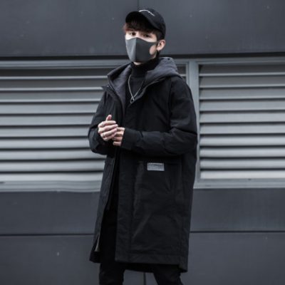 Khâu mũ trùm đầu dài giữa áo khoác nam 2019 mùa đông mới buông lỏng dày áo khoác xu hướng sinh viên