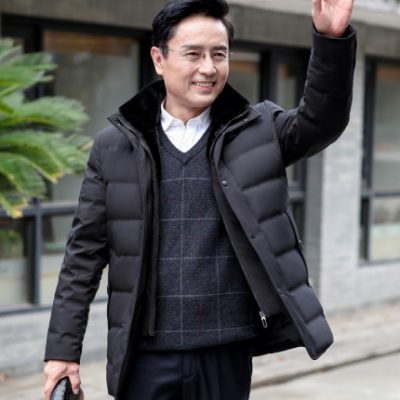 2019 mùa đông mới trung niên và người cao tuổi xuống áo khoác nam ngắn phần dày của cha trung niên nam áo khoác mùa đông