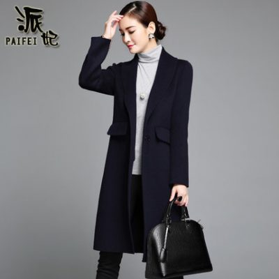 Mùa đông 2019 áo khoác len hai mặt mới của phụ nữ Phiên bản Hàn Quốc của áo len mỏng không có cashmere mỏng mặc dài chuyên nghiệp