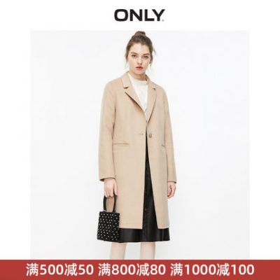 CHỈ2019 mùa đông mới khí chất hai mặt giữa dài cổ áo phù hợp với áo khoác len nữ | 11934S515