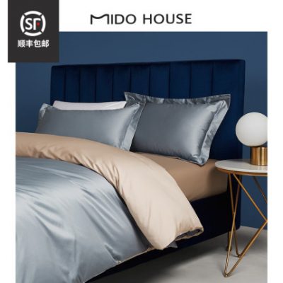 MIDO NHÀ 100 ngựa cotton màu rắn hai màu bốn mảnh giường lanh giường phong cách giường lưới màu đỏ
