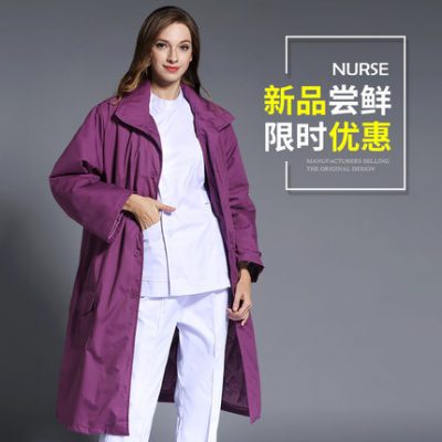 Áo khoác y tá nữ mùa đông áo khoác cotton nam bác sĩ xuống áo lạnh bảo vệ áo len áo len có thể tháo rời áo khoác