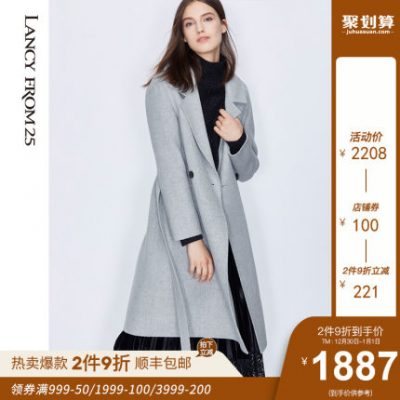 Langzi 2019 Áo len mùa đông Nữ Slim Solid Color Cổ áo Một nút Áo len hai mặt