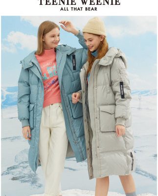 TeenieWeenie Bear 2019 Winter New Women Thoải mái trùm đầu xuống Áo khoác dài giữa thời trang