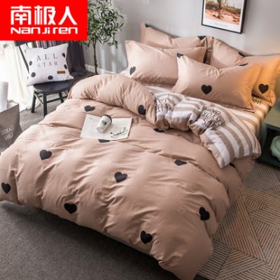 Nam Cực bốn mảnh cotton cotton lưới đỏ khăn trải giường chăn bông đơn ký túc xá ba mảnh giường gió bắc
