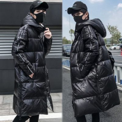 Áo khoác lông ngỗng sáng màu cho nam dài đến giữa đầu gối 2019 áo khoác dày mùa đông mới xu hướng Hàn Quốc