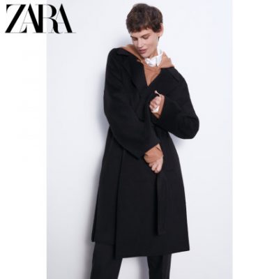Áo khoác len nữ dài của ZARA có thắt lưng 04070225800