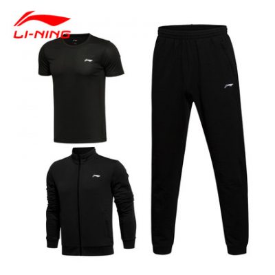 Li Ning thể thao và giải trí phù hợp với nam 3 mảnh ba mùa thu đông mới áo len áo len quần thể dục chạy quần thể thao