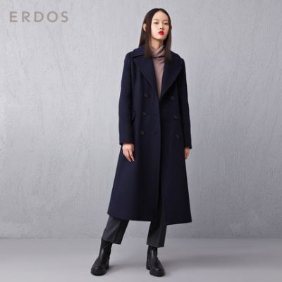 ERDOS 19 mùa thu và mùa đông mới màu đơn giản áo khoác nữ cashmere dài ấm áp và thoải mái