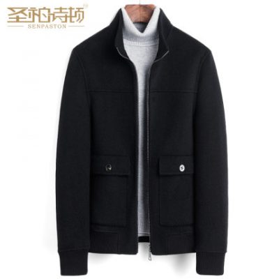 Mùa thu và mùa đông dày hai mặt áo khoác cashmere nam ngắn phần thanh niên lỏng lẻo áo khoác len alpaca áo khoác nam