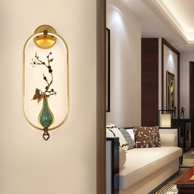 Tất cả đồng mới phong cách Trung Quốc ánh sáng sang trọng đèn tường sáng tạo phong cách Trung Quốc phòng ngủ đèn ngủ led Zen trang trí lối đi đèn tường