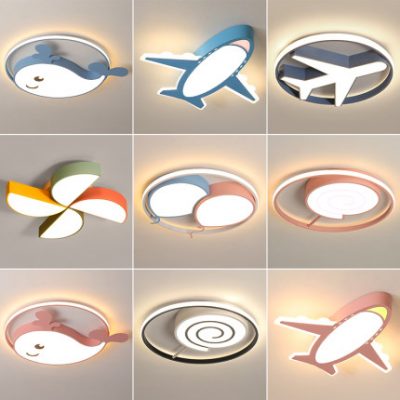 Đèn phòng trẻ em Bắc Âu phòng ngủ đèn trần trang trí in gió cô gái cá heo bóng bé trai cô gái đèn phòng