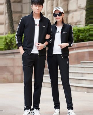 Bộ đồ thể thao nam mùa xuân và mùa thu đông cộng với nhung trẻ trung chạy bộ đôi áo len thể thao