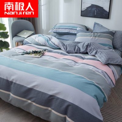 Nam Cực cotton bốn mảnh bông tấm chăn quilt chăn chăn nữ in lưới đỏ ký túc xá bộ ba mảnh