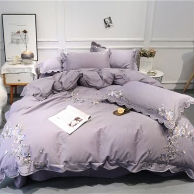 Nhẹ nhàng chà bông bốn mảnh bông phong cách mục vụ Châu Âu mùa thu và mùa đông thêu cao cấp tấm chăn chăn