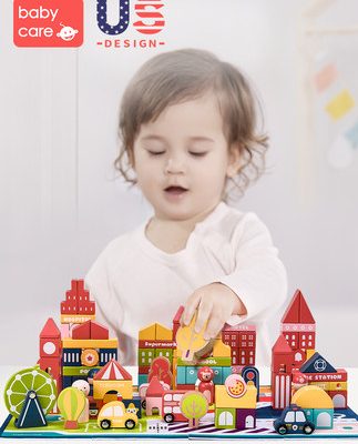 babycare bé xây dựng khối nhà nhìn đường phố đầy đủ các bé trai và bé gái 3 tuổi đồ chơi khai sáng cho trẻ em