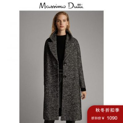 Áo khoác nữ sọc đen mùa đông / đen của Massimo Dutti dài trung bình 06443519800