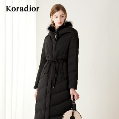 Koradior / Coletter Women's 2019 Winter New White Goose Down Mid-length Light Down Jacket