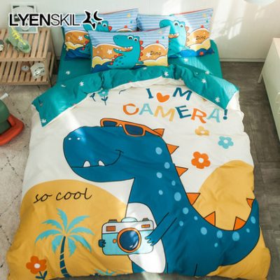 Bộ đồ giường bằng vải bông hoạt hình bốn mảnh, khăn trải giường trẻ em, mền ba mảnh, 34 bé trai và bé gái