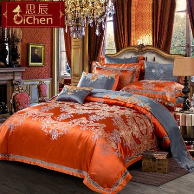 Phong cách châu Âu bốn mảnh satin jacquard chăn bộ đồ giường biệt thự mô hình phòng cao cấp sang trọng sáu mươi tám bộ thiết lập