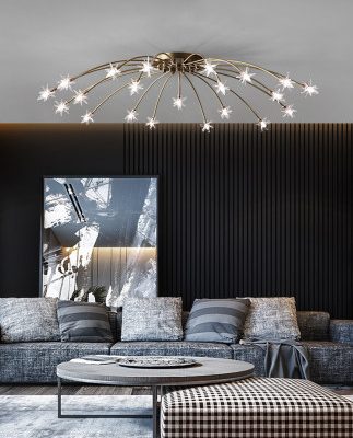 Ánh trăng chiếu sáng phòng khách Bắc Âu led đèn trần phòng ngủ sáng tạo phòng ăn sao đèn đầy đủ đồng hiện đại tối giản
