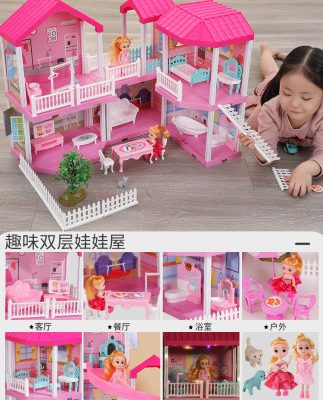 Cô gái chơi nhà đồ chơi mô phỏng công chúa lâu đài đặt mô hình nhà búp bê Biệt thự trẻ em Quà tặng sinh nhật