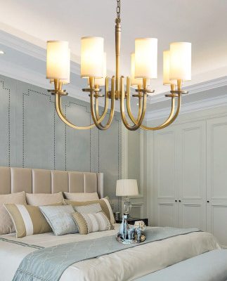 Đèn chùm Mỹ khí quyển đơn giản phong cách châu Âu phòng khách đèn cao cấp biệt thự song lập xây dựng phòng ngủ Bắc Âu trang trí đầy đủ đèn chùm đồng