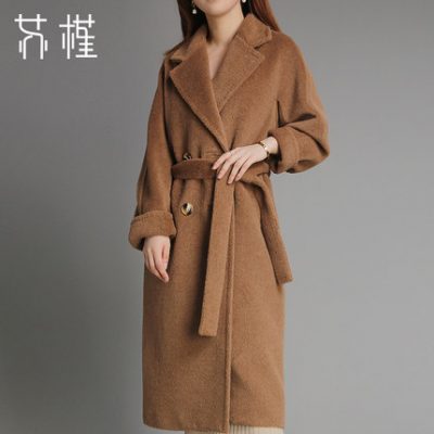 M nhà nhập khẩu llama cashmere cao cấp Albaka alpaca áo khoác hai mặt cashmere nữ giữa dài 2019 mới
