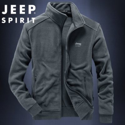 JEEP mùa thu áo len lông cừu nam mùa thu và mùa đông cổ áo cổ áo cardigan nam áo khoác lỏng dày áo khoác giản dị nam triều