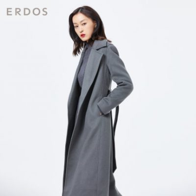 ERDOS mùa thu và mùa đông màu đơn giản ve áo thẳng dày lên dài áo khoác nữ cashmere thẳng áo khoác đi lại hoang dã