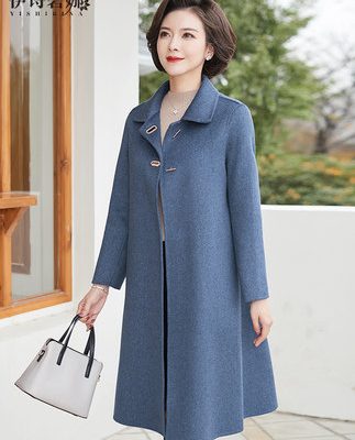 2019 mới trung niên và người phụ nữ trung niên áo len dài mặt hai mặt mẹ mùa thu và mùa đông thời trang áo khoác len thời trang