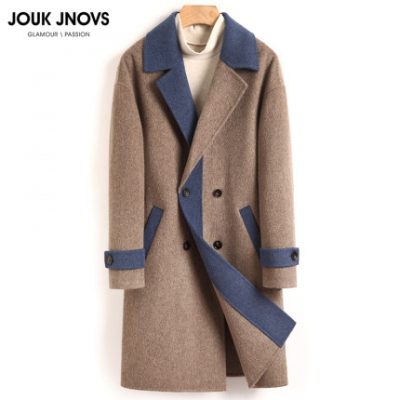 Ánh sáng sang trọng mùa thu và mùa đông mới áo khoác len hai mặt áo khoác nam thương hiệu màu sắc phù hợp với áo hai dây cao cấp alpaca áo gió