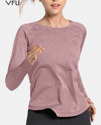 Áo thể thao VFU của phụ nữ co giãn áo thun dài tay mỏng ngoài trời quần áo thể dục chạy bộ nhanh khô quần áo yoga thoáng khí mùa thu đông