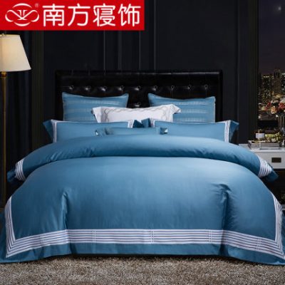 Bộ đồ giường miền Nam 100 ngựa cotton nguyên chất màu đơn giản cotton bốn mảnh ga trải giường chăn bông