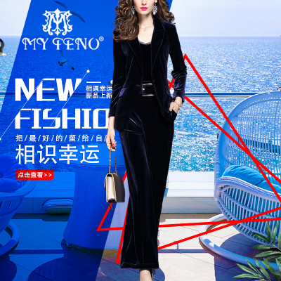 MY TENO / Ma Tiannu chính hãng 2019 mùa đông dài tay một nút phù hợp với quần nhung rộng chuyên nghiệp phù hợp với nữ