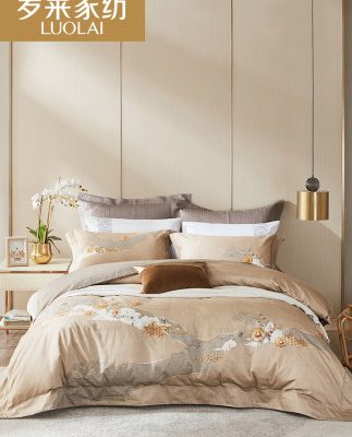 Luolai Home Dệt Bộ đồ giường đơn giản hiện đại Bông chà Tấm Chăn Bốn mảnh tráng lệ · Bài hát dài